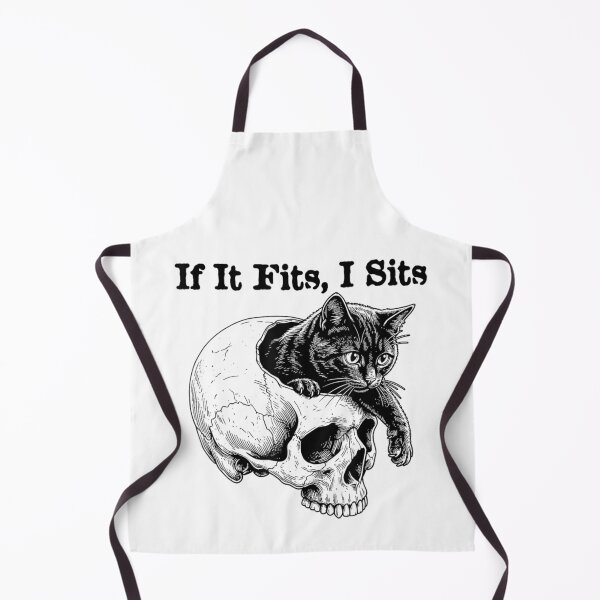 Item preview, If It Fits I Sits Funny Cat On Skull Gothic Dark Aesthetic designed and sold by LakenDraphil.