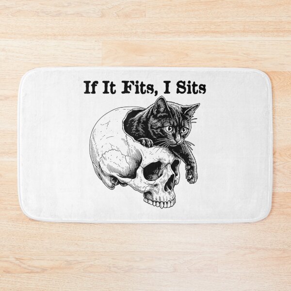 Item preview, If It Fits I Sits Funny Cat On Skull Gothic Dark Aesthetic designed and sold by LakenDraphil.