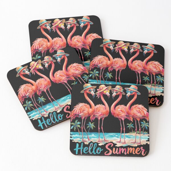 Item preview, Hello Summer Tropical Pink Flamingos Wearing Sunglasses Beach Party Vacation Vibe designed and sold by LakenDraphil.