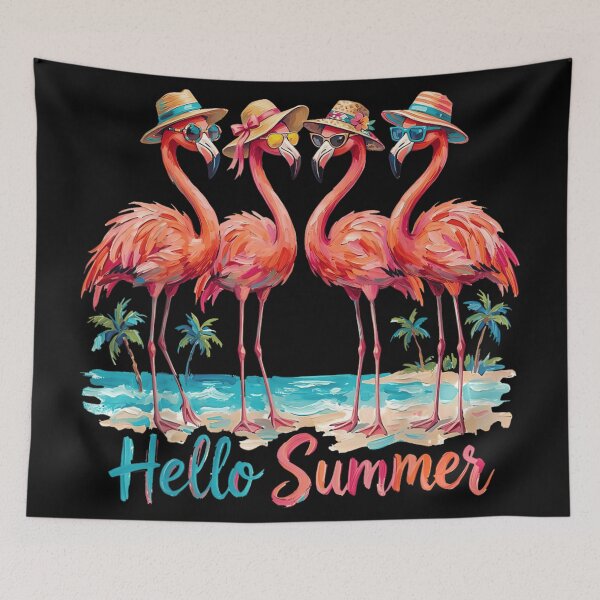 Item preview, Hello Summer Tropical Pink Flamingos Wearing Sunglasses Beach Party Vacation Vibe designed and sold by LakenDraphil.