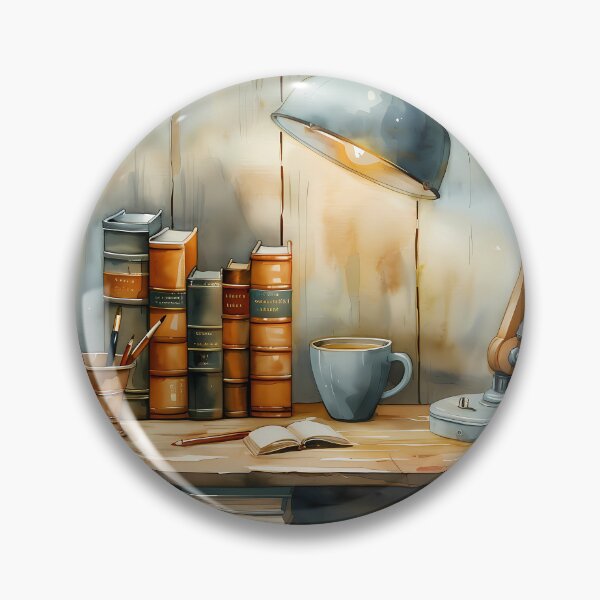 Item preview, Midnight Study Cozy Vintage Lamp & Book Watercolor Art designed and sold by VineVibe16Studio.
