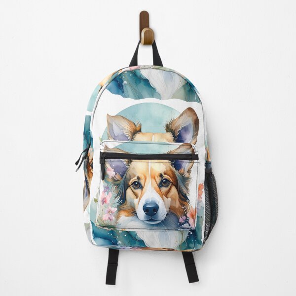 Item preview, Watercolor Corgi Portrait Floral Flowers Painterly Dog Art designed and sold by icemanphotos.
