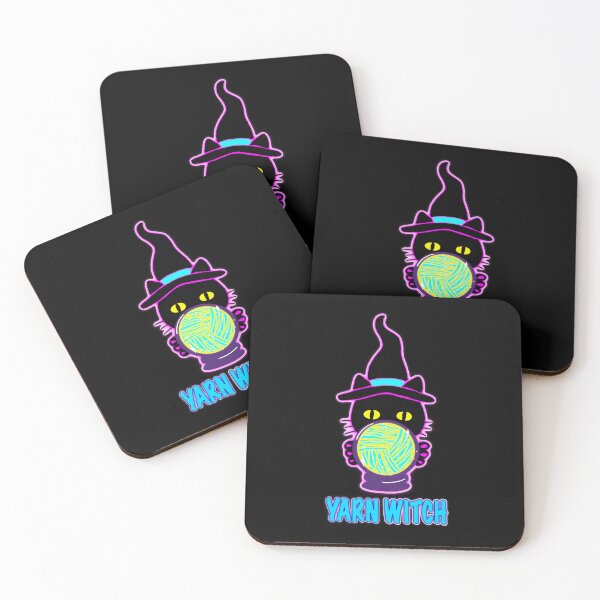 Item preview, Yarn Witch Cat Sticker – Neon Crochet Witch Cute Black Cat designed and sold by ArtyWares.