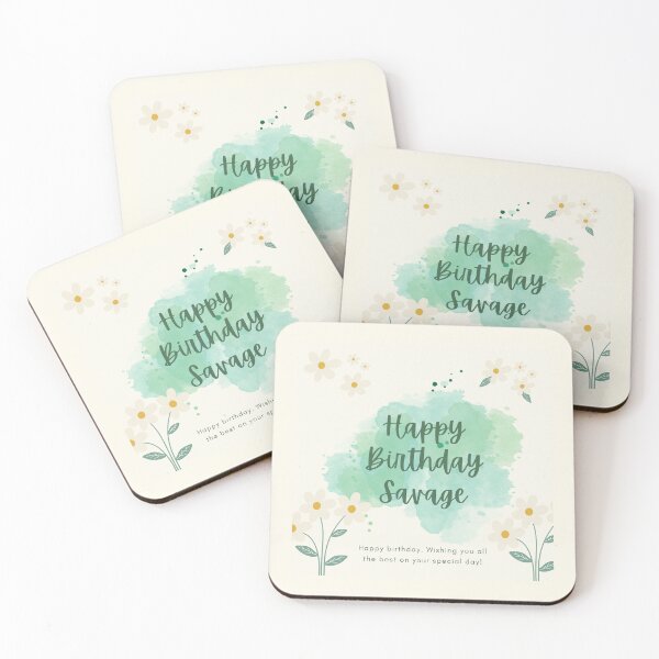 Item preview, Happy Birthday Savage - Funny Floral Watercolor Card designed and sold by DigitalDoodleDo.