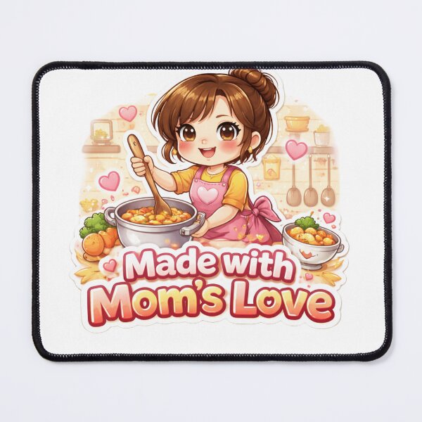 Item preview, Made With Mom’s Love ? Cute Cooking Mom Sticker | Kawaii Mother’s Day Design designed and sold by Sidra digital art 8277237.