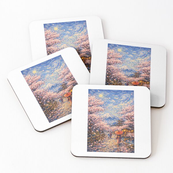 Item preview, Cherry Blossom Night Walk – Japanese Handcrafted-Style Art Print (ryokeyJapan) designed and sold by ryokeyJapan.