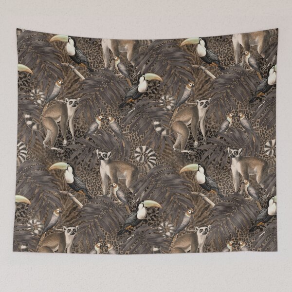 Item preview, Tropical Monkey Jungle Vintage Vibes Brown designed and sold by artsandsoul.