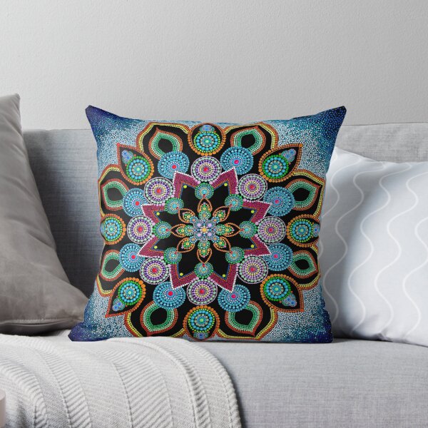 Red Star Mandala - Art&Deco By Natasha Throw Pillow