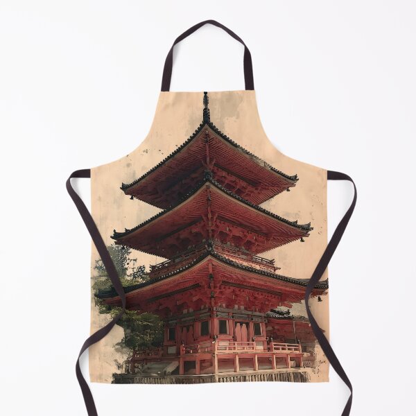 Item preview, Japanese Pagoda Wall Art | Vintage Temple Print | Warm Vermillion Japandi Decor | Antique Japanese Art designed and sold by yugenprint.