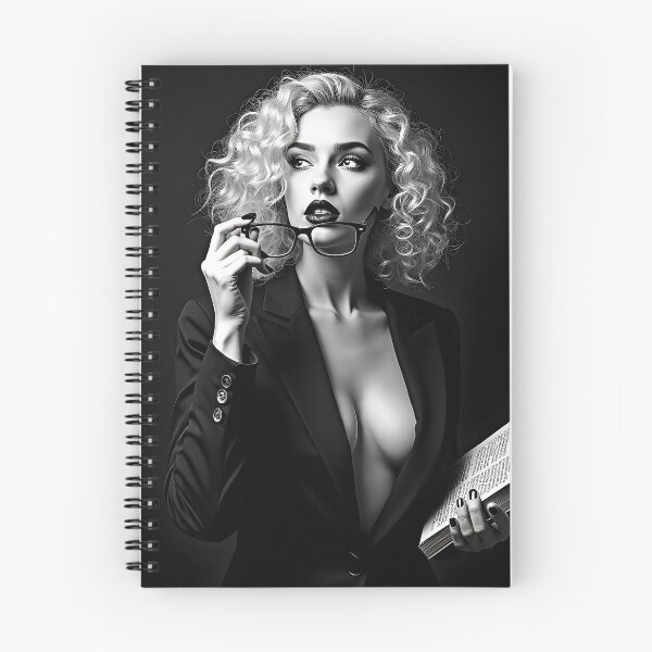 Item preview, Monochrome Muse – Elegant Woman with Book & Glasses designed and sold by Huskyyy Designs.