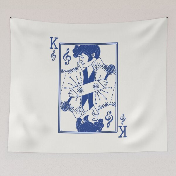 Item preview, 50s Rock and Roll King Playing Card Art (Blue Monochrome) designed and sold by LizuliArt.