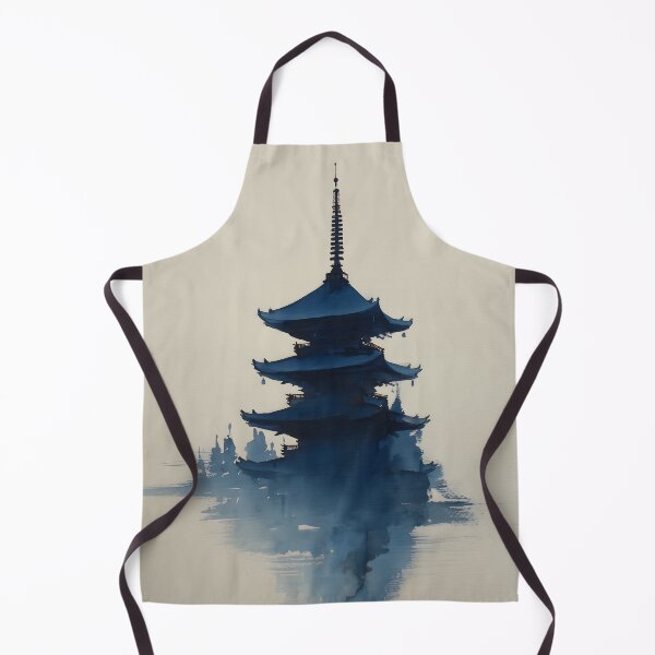 Item preview, Japanese Pagoda Art Print | Indigo Ink Wash Wall Art | Sacred Temple Reflection | Minimalist Japandi Decor designed and sold by yugenprint.