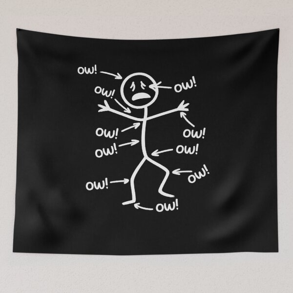Item preview, Sad Stick Man Ow! Multi-Injury Pain Chart Sticker & Tee designed and sold by PhocoNibict.
