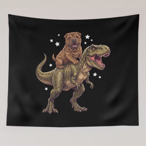 Item preview, Funny Chinese Shar Pei Riding T Rex Dinosaur Dog Lover designed and sold by TerryConnells.