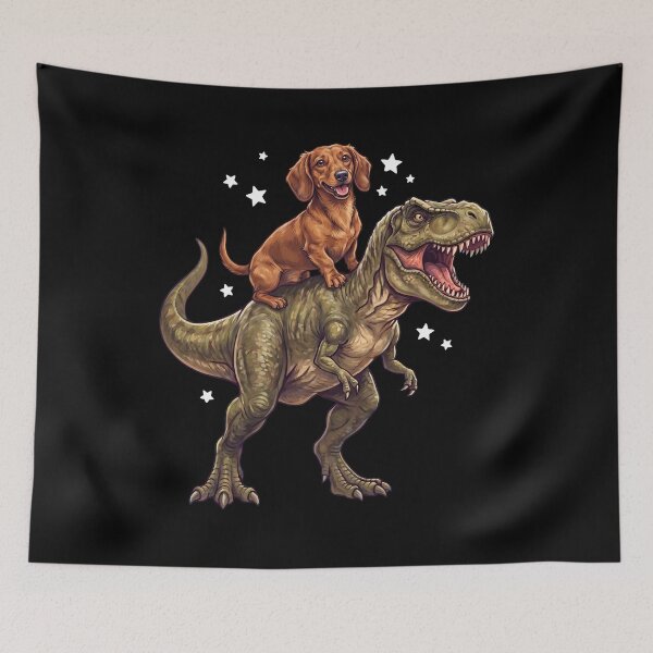 Item preview, Divertido perro salchicha montando un dinosaurio T-Rex amante de los perros designed and sold by TerryConnells.