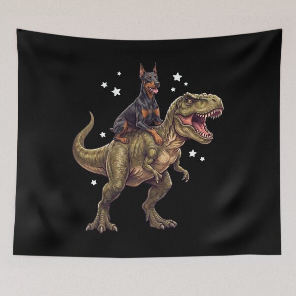Item preview, Funny Doberman Pinscher Riding T Rex Dinosaur Dog Lover designed and sold by TerryConnells.