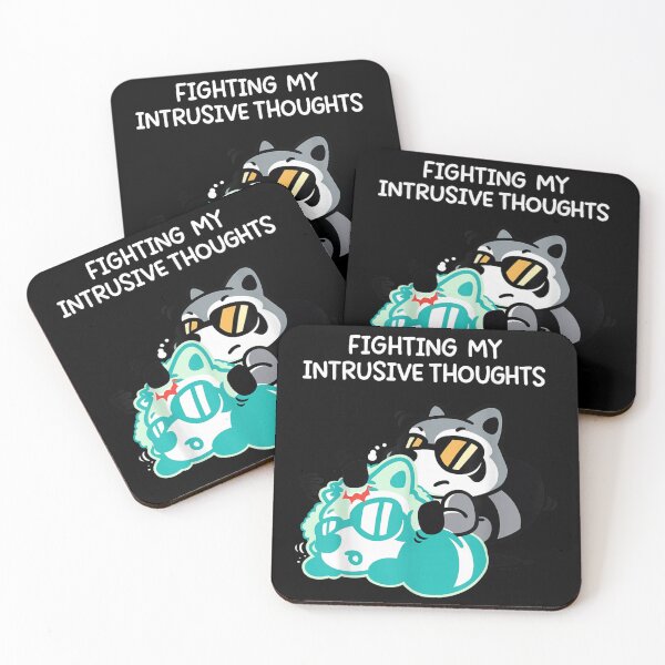 Item preview, Funny Intrusive Thoughts Raccoon Retro Anxiety Shirt & Mug designed and sold by PhocoNibict.