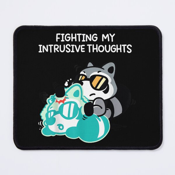 Item preview, Funny Intrusive Thoughts Raccoon Retro Anxiety Shirt & Mug designed and sold by PhocoNibict.