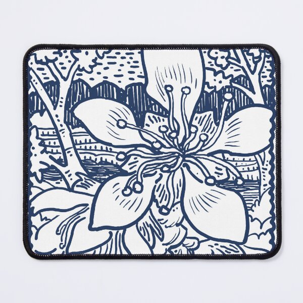Item preview, Simple flower drawing #02 White/darkblue designed and sold by DW_create.