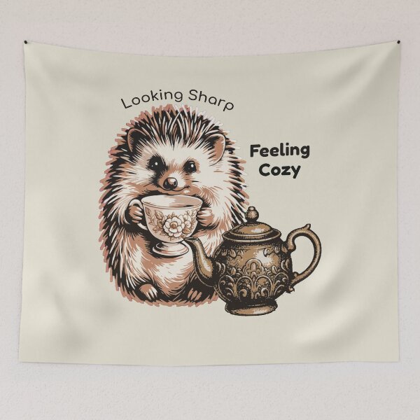 Item preview, Looking Sharp Feeling Cozy - Cute Hedgehog Tea Lover Aesthetic designed and sold by AlexandraSand.
