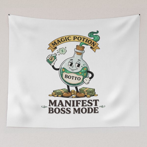 Item preview, Botto - Manifest Boss Mode Retro Cartoon designed and sold by JVDesignsShop.