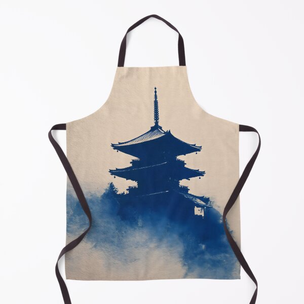 Item preview, Japanese Pagoda Wall Art | Blue Ink Wash Temple Print | Minimalist Sacred Decor | Indigo and Cream designed and sold by yugenprint.