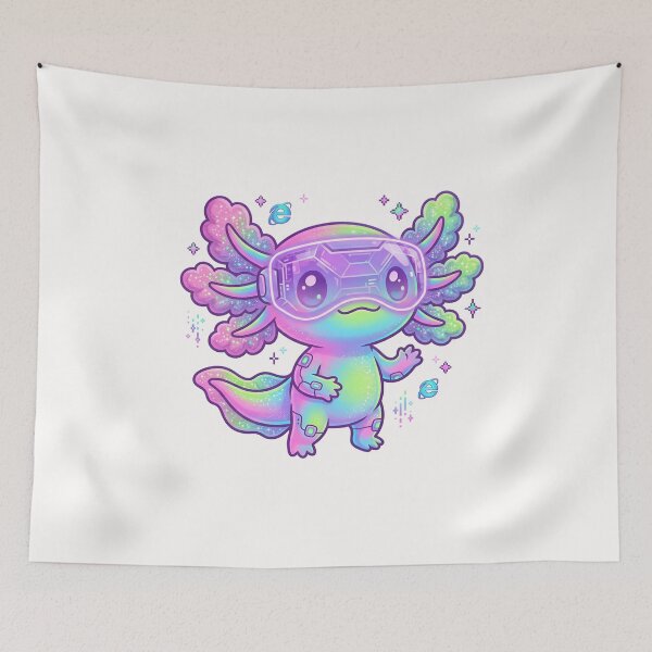 Item preview, Kawaii Cyberpunk Axolotl – Futuristic Holographic Gamer Art designed and sold by RADesignHub.