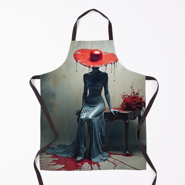 Item preview, Crimson Silence – Surreal Woman in Dripping Red Hat designed and sold by Huskyyy Designs.