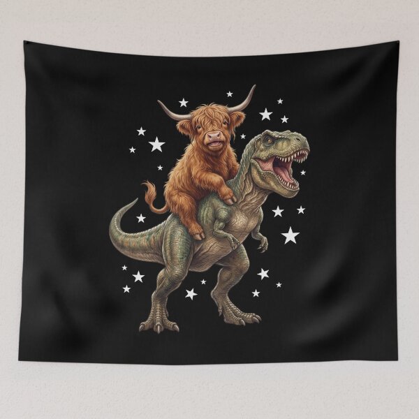 Item preview, Funny Highland Cow Riding T Rex Dinosaur Animal Lover designed and sold by TerryConnells.