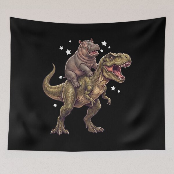 Item preview, Funny Hippo Riding T Rex Dinosaur Animal Lover designed and sold by TerryConnells.