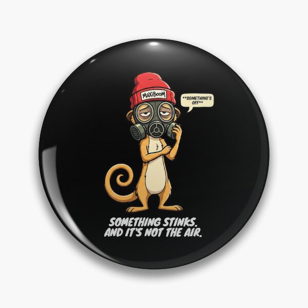Item preview, Something Stinks - Sarcastic 90s Cartoon Meerkat in Gas Mask designed and sold by mAXiBoOM.