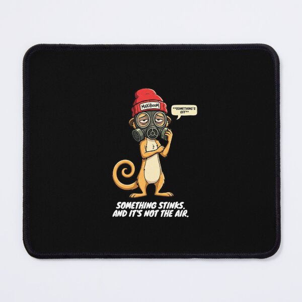 Item preview, Something Stinks - Sarcastic 90s Cartoon Meerkat in Gas Mask designed and sold by mAXiBoOM.