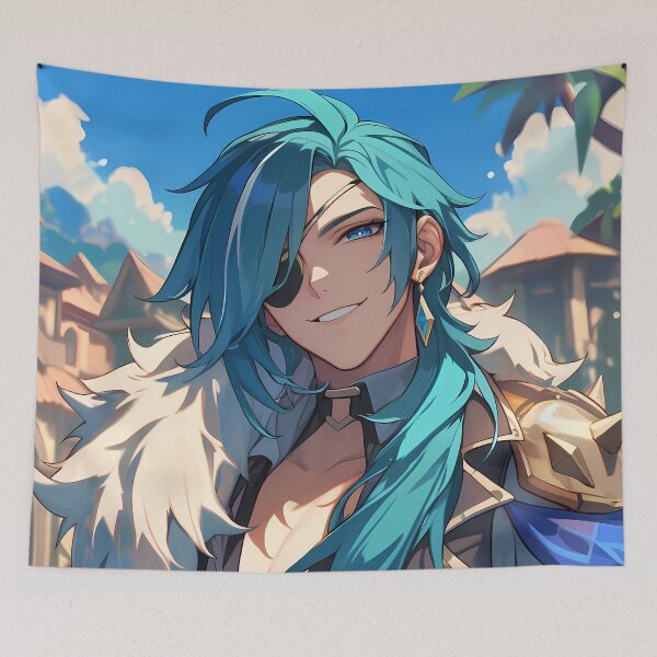 Item preview, Kaeya Genshin Impact Summer Coast Smile Cool Blue Rogue Charm designed and sold by Tokyonomad.