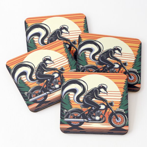 Item preview, Stylish Skunk – Sunset Motorcycle Ride designed and sold by Dogandesighn.