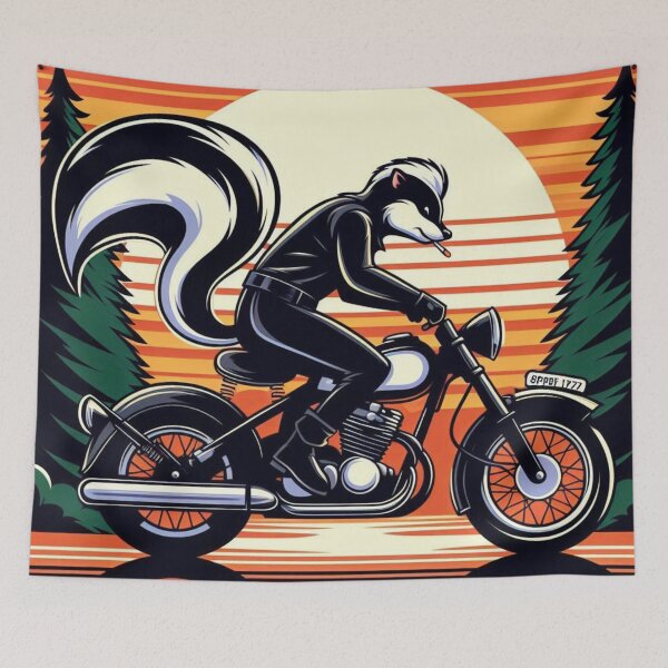 Item preview, Stylish Skunk – Sunset Motorcycle Ride designed and sold by Dogandesighn.