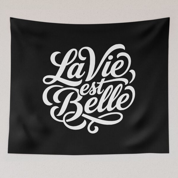 Item preview, La Vie Est Belle French Life Beautiful Script designed and sold by AntiqueImages.