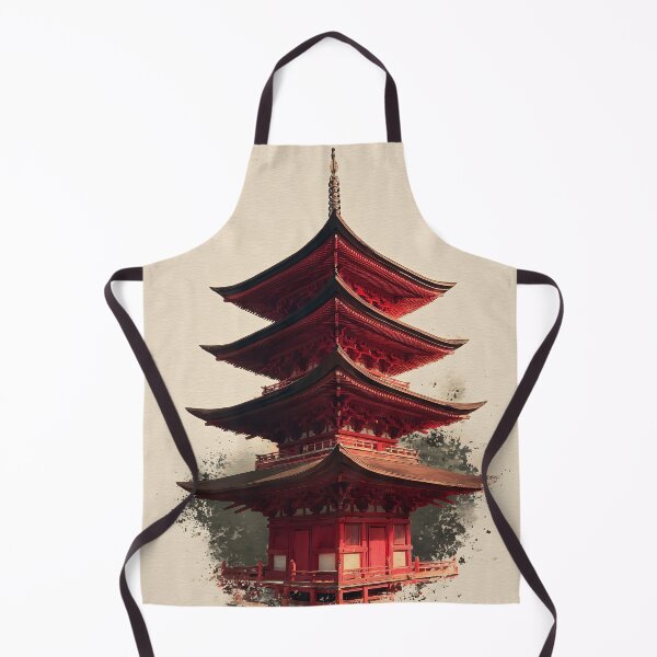 Item preview, Japanese Pagoda Art Print | Crimson Temple Wall Art | Bold Sacred Decor | Red and Cream Japanese Art designed and sold by yugenprint.