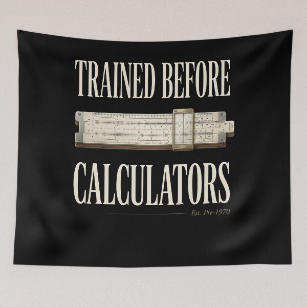 Item preview, Trained Before Calculators – Vintage Math Teacher Retro designed and sold by THREE LITTLE BEANS.