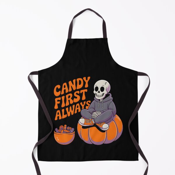 Item preview, Candy First Always Skeleton Sitting on Pumpkin – Cute Halloween Candy Lover Design designed and sold by Raw Tigers.