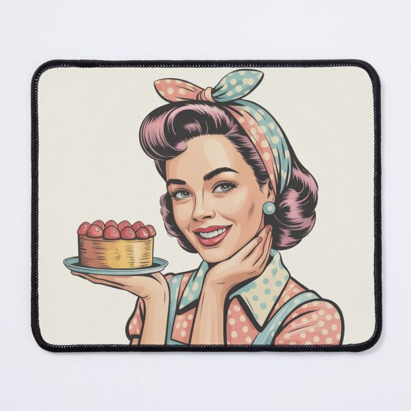 Item preview, Vintage Pin Up Girl Holding Cake Retro Sweet Treat Design designed and sold by NatArtSA.