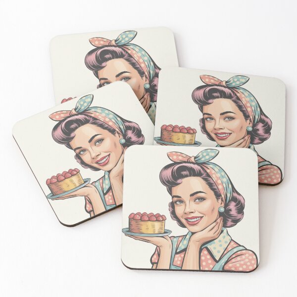 Item preview, Vintage Pin Up Girl Holding Cake Retro Sweet Treat Design designed and sold by NatArtSA.