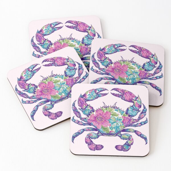 Item preview, Floral Coastal Crab Tropical Flower Illustration designed and sold by Siriusvibes.