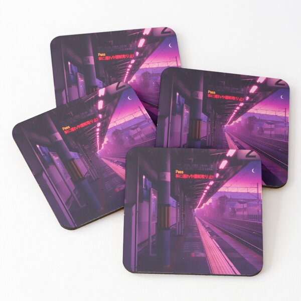 Item preview, Retro Japanese Train Station at Night designed and sold by Inari Designs.