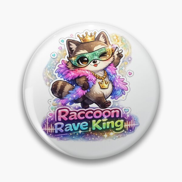 Item preview, Raccoon Rave King – Kawaii Disco Raccoon Strutting in Neon Style designed and sold by SparkVault.