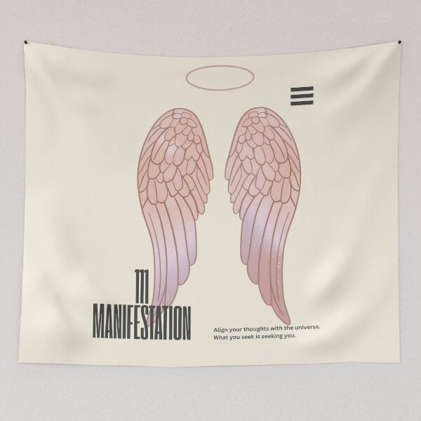 Item preview, 111 Manifestation Angel Number – Attract your thoughts Spiritual Aesthetic Typography Design designed and sold by CosmicQuietLab.