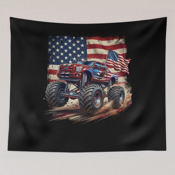 Item preview, Patriotic Monster Truck USA Flag – 4th of July Off Road designed and sold by THREE LITTLE BEANS.