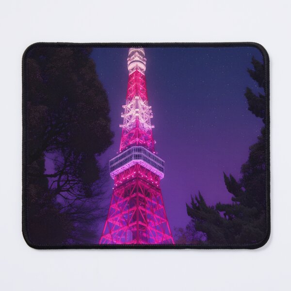 Item preview, Tokyo Tower Cyberpunk Night - Neon Pink Dream designed and sold by Inari Designs.