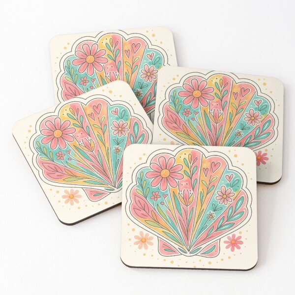 Item preview, Boho Floral Seashell Watercolor Illustration designed and sold by Siriusvibes.