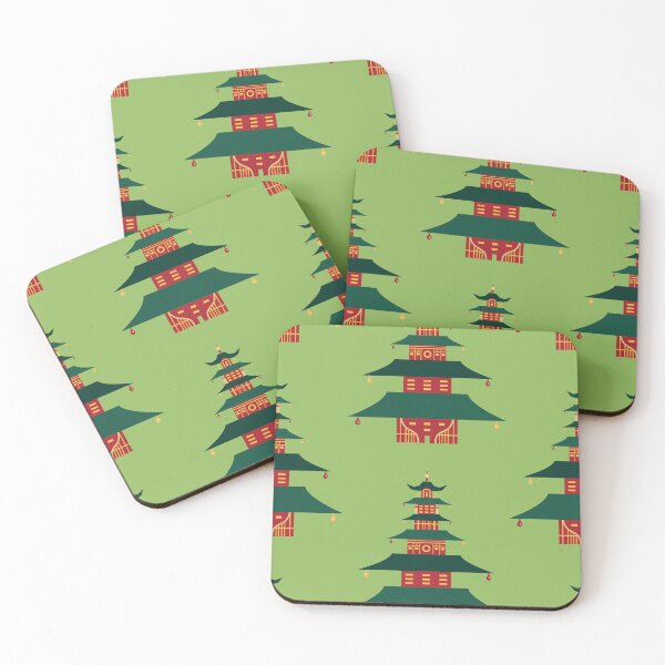 Item preview, Minimal Shinto Temples Pattern - Light Bamboo Green designed and sold by Daniel Bevis Design.