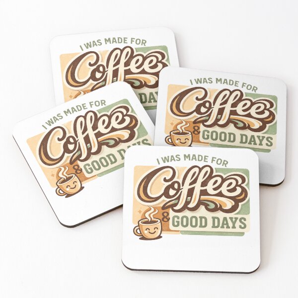 Item preview, I Was Made for Coffee & Good Days - Retro Groovy Aesthetic Design designed and sold by BrewmarkStudio.